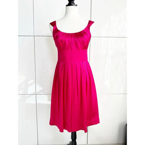 Maggy London Y2K Silk Dress Hot Pink Fuchsia Size 4 Petite Tie Back Sash Hoco